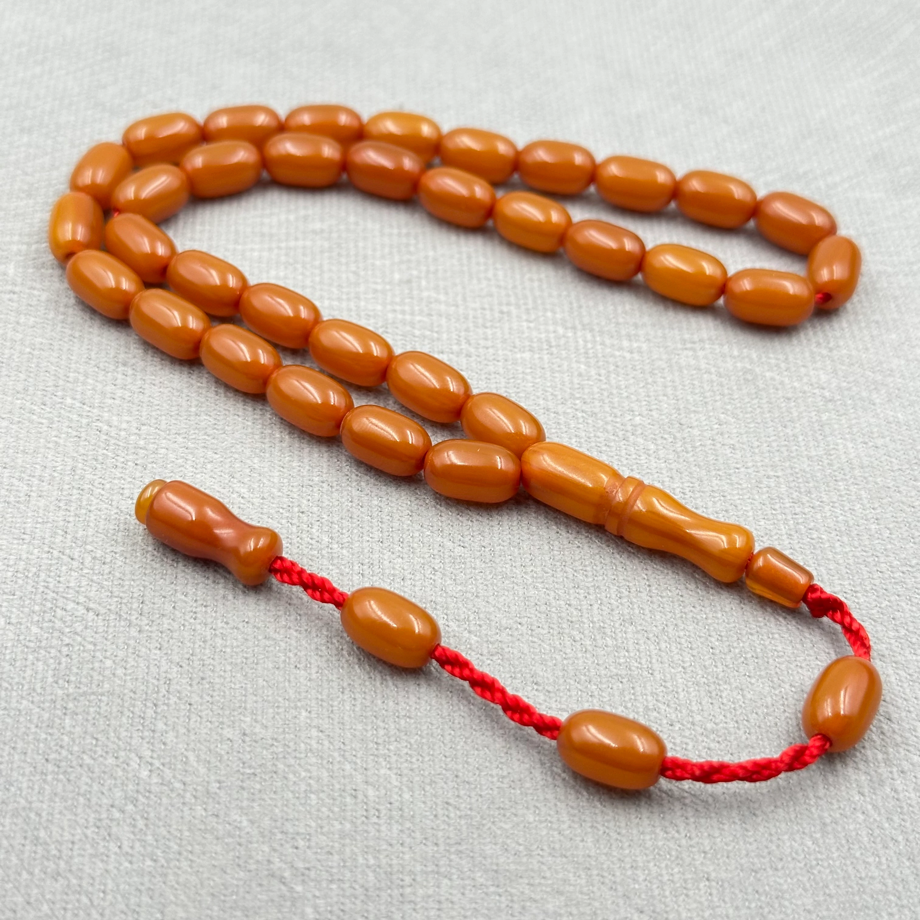 Karamel Tonlu Parlak Kapsül Kesim Sıkma Kehribar Tespih